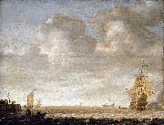 Simon de Vlieger An Estuary Scene painting